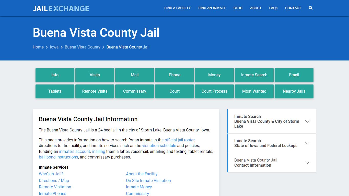 Buena Vista County Jail, IA Inmate Search, Information